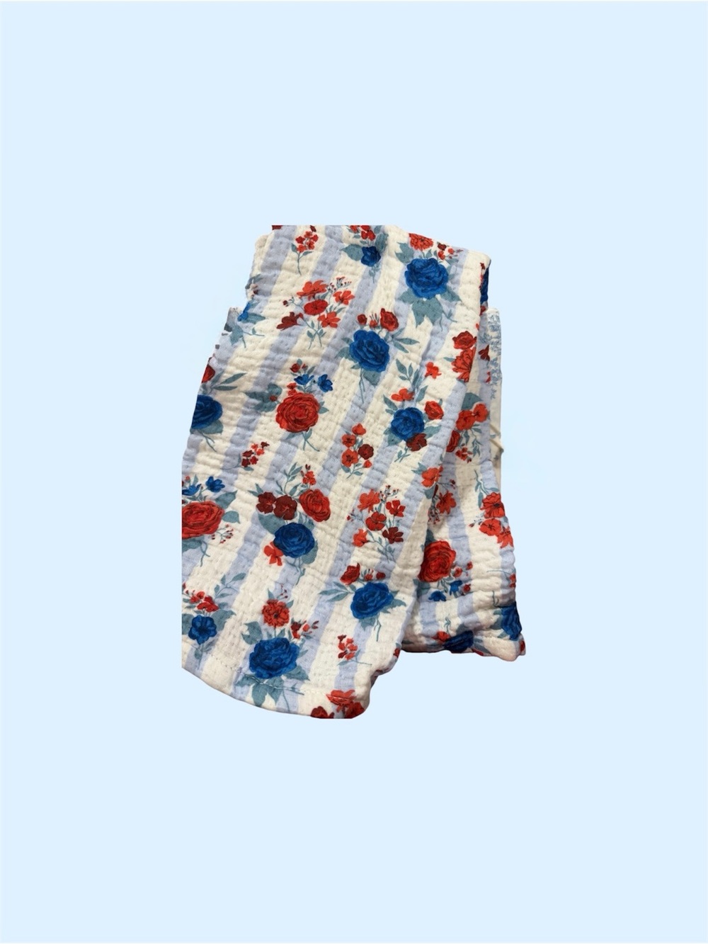 2 NWT Floral Red White & Blue Stripe Towels ~ Vibrant